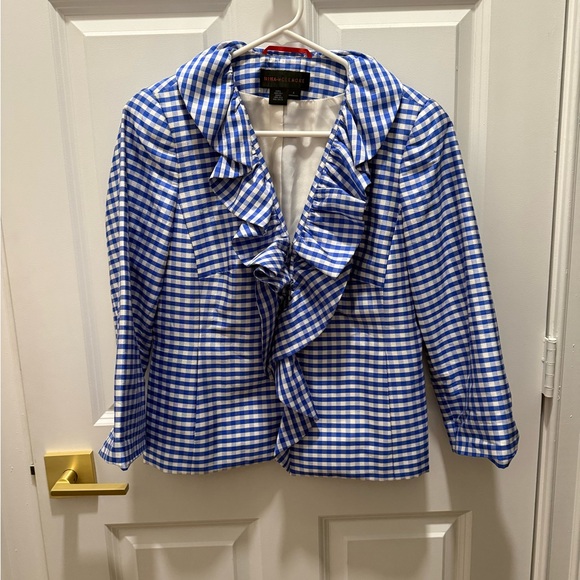 Nina Mclemore Jackets & Blazers - Nina McLemore Blue and White Gingham 100% Silk Blazer